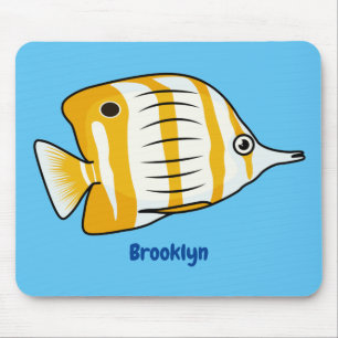 Cute butterfly fish cartoon illustration mouse pad