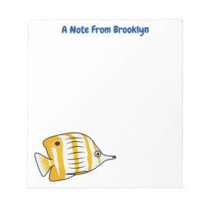 Cute butterfly fish cartoon illustration notepad