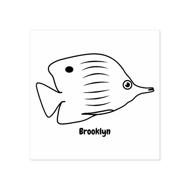 Cute butterfly fish cartoon illustration rubber stamp (Imprint)