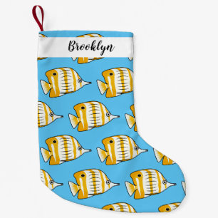 Cute butterfly fish cartoon illustration small christmas stocking
