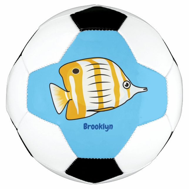 Cute butterfly fish cartoon illustration soccer ball (Front)