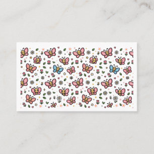 Cute Butterfly Floral Seamless Kawaii Pattern Business Card