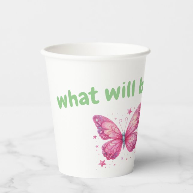 cute butterfly Gender Reveal Party garden Paper Cups (Front)