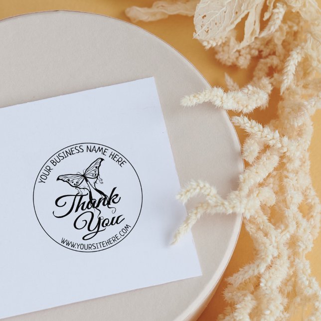 Cute Butterfly Handmade Small Business Thank You  Rubber Stamp (Creator Uploaded)