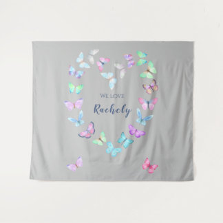 Cute Butterfly Heart Tapestry