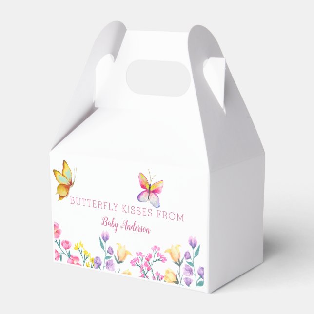 Cute Butterfly Kisses Spring Baby Shower Favor Box (Front Side)