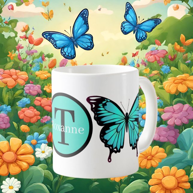 Cute butterfly lovers add monogram coffee mug (Creator Uploaded)