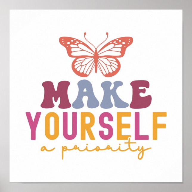 Cute Butterfly Mental Health Inspirational Design Poster (Front)