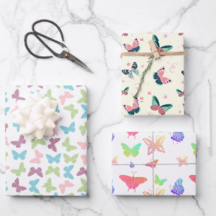 Cute Butterfly Pattern Wrapping Paper Sheets