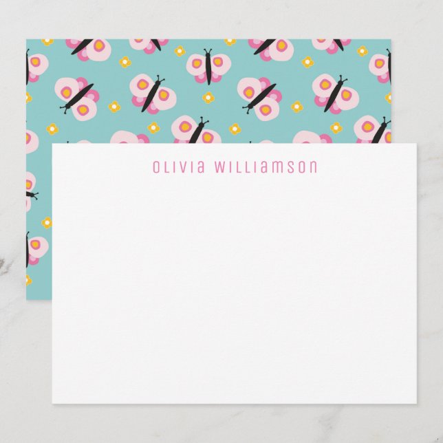 Cute Butterfly Personalized Card (Front/Back)