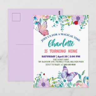 Cute butterfly Polka dot floral Flower Birthday Postcard