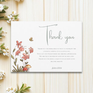 Cute Butterfly Sage Green Baby Shower Thank You Card
