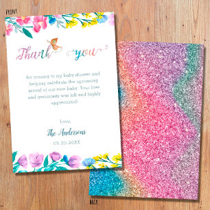 Cute Butterfly Spring Baby Shower Thank You Card