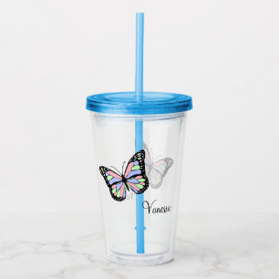 Cute Butterfly with Name Acrylic Tumbler
