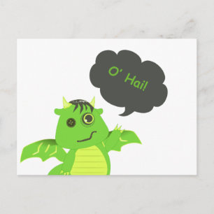 Cute Button Eyed Zombie Dragon Postcard