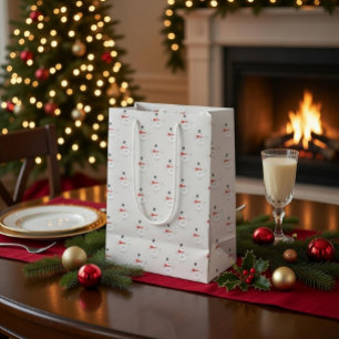 Cute Button Snowmen Grey Paper Gift Bag