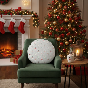 Cute Button Snowmen Grey Round Pillow