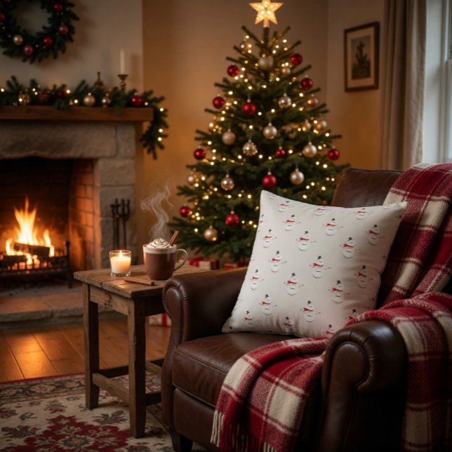 Cute Button Snowmen Grey  Throw Pillow (Creator Uploaded)