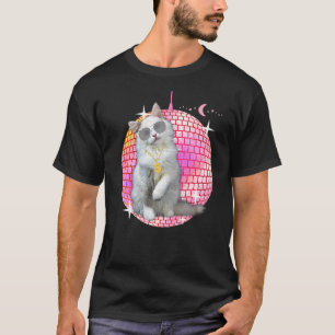 Cute Ca   Cat Disco Retro Techno Dj Cat Party T-Shirt