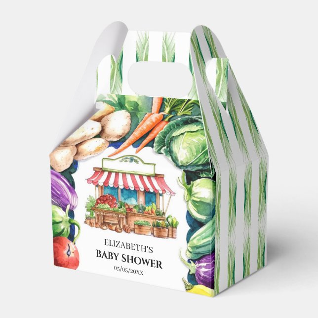Cute Cabbage Farmer's Market Baby Shower Favor Box (Front Side)