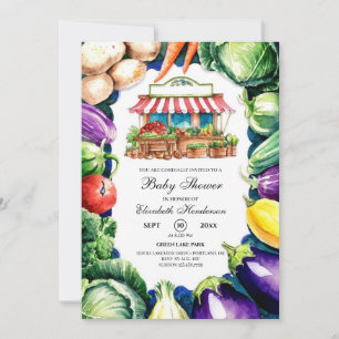 Cute Cabbage Farmer's Market Baby Shower Invitation