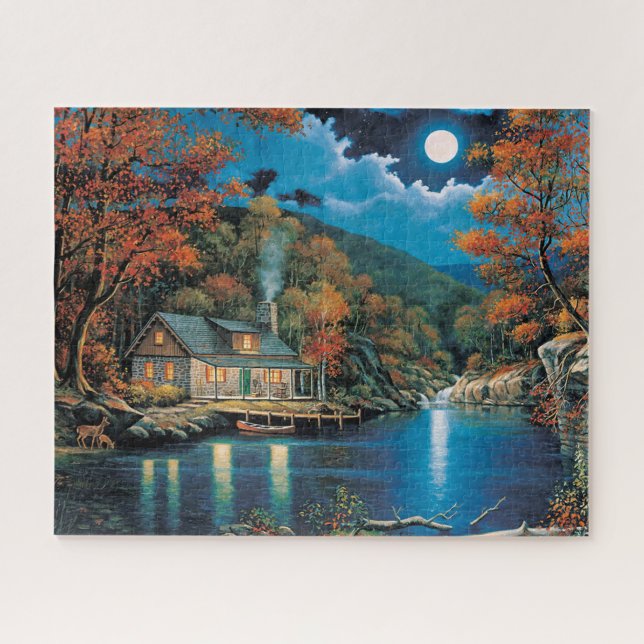 Cute Cabin By The Lake Jigsaw Puzzle (Horizontal)