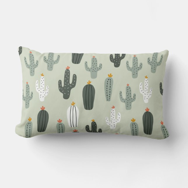Cute cacti seamless pattern,background with hand d lumbar pillow (Front)