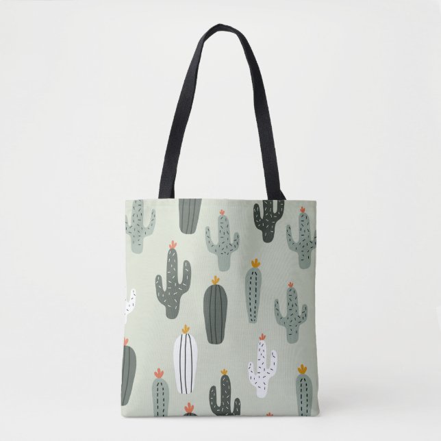 Cute cacti seamless pattern,background with hand d tote bag (Front)