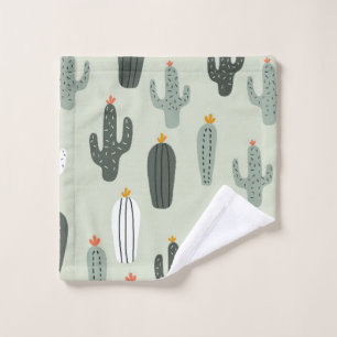 Cute cacti seamless pattern,background with hand d wash cloth