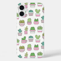 Cute Cacti Succulents Plants Doodles Pattern