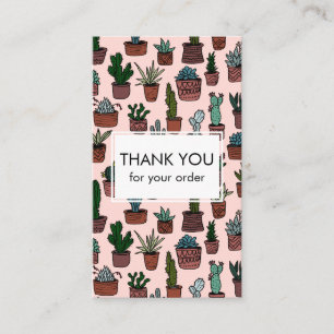 Cute Cacti & Succulents QR Code Order Thank You Business Card