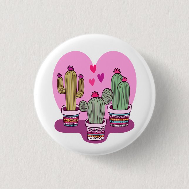 cute Cactus 1 Inch Round Button (Front)