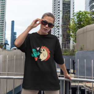 Cute Cactus And Hedgehog T-Shirt