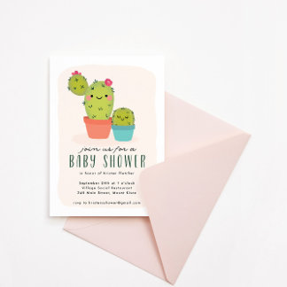 Cute Cactus Baby Shower Invitation