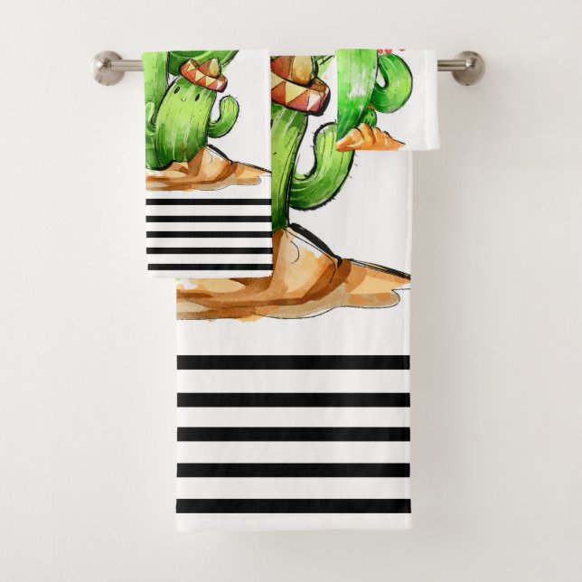 cute Cactus Bath Towel Set (Insitu)