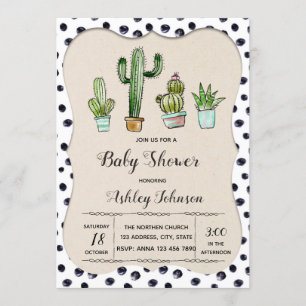 Cute cactus birthday party invitation