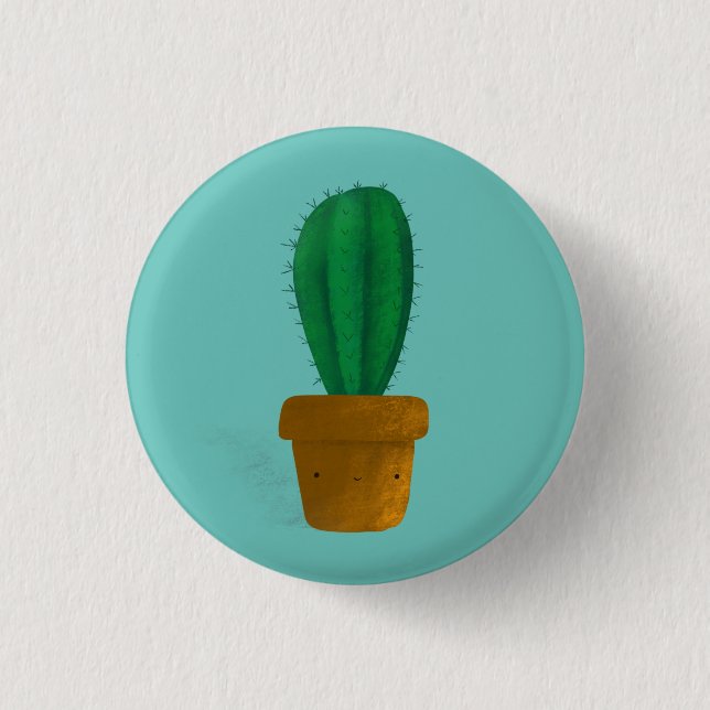 Cute cactus button pin badge hand drawn (Front)