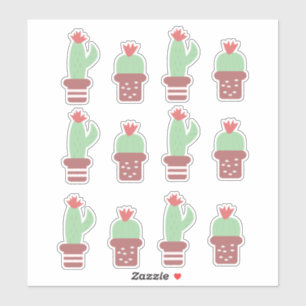 Cute Cactus Cacti Potted Plants Set Sticker