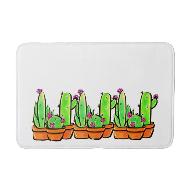 Cute Cactus cacti succulents  Bath Mat (Front)