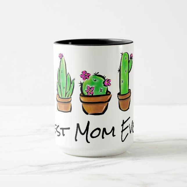 Cute Cactus cacti succulents best mom ever Mug (Center)