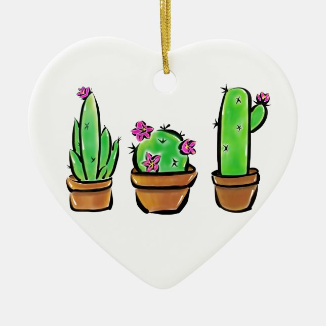 Cute Cactus cacti succulents  Ceramic Ornament (Front)