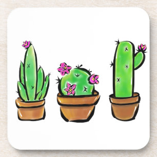 Cute Cactus cacti succulents Coaster
