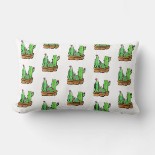 Cute Cactus cacti succulents desert flower pattern Lumbar Pillow