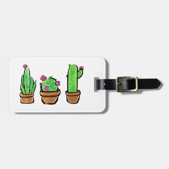 Cute Cactus cacti succulents  Luggage Tag (Front Horizontal)