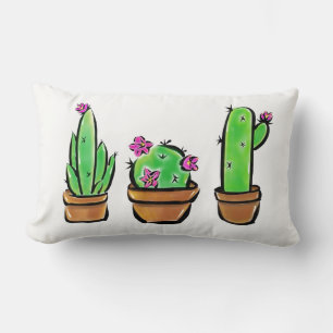 Cute Cactus cacti succulents Lumbar Pillow