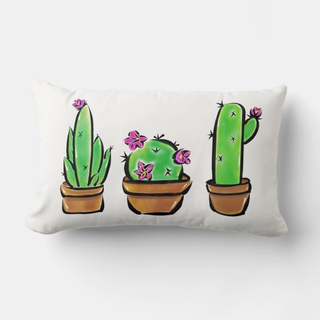 Cute Cactus cacti succulents  Lumbar Pillow (Front)
