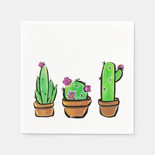 Cute Cactus cacti succulents  Napkin (Front)