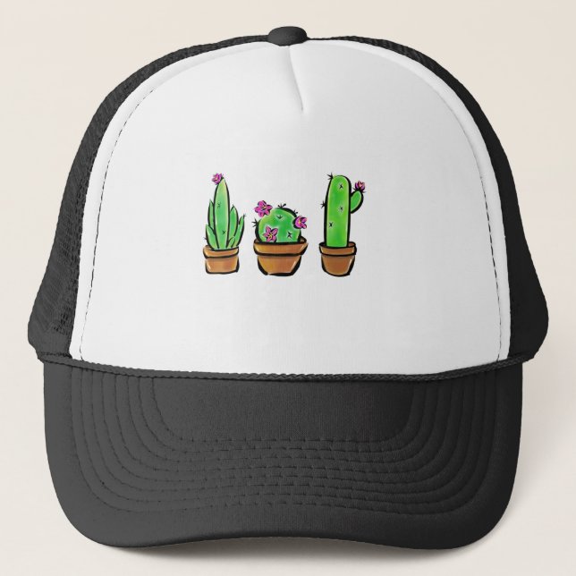 Cute Cactus cacti succulents southwestern Trucker Hat (Front)