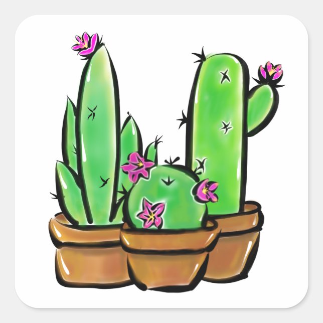 Cute Cactus cacti succulents  Square Sticker (Front)