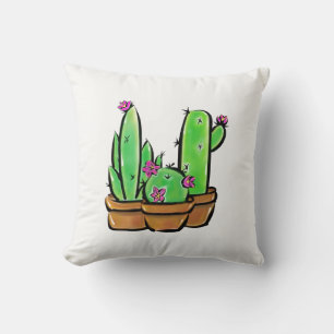Cute Cactus cacti succulents Throw Pillow